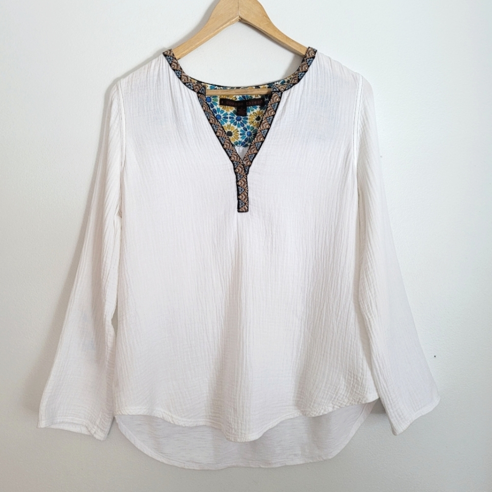 A Common Thread | Crepe Cotton White Tunic Top - S